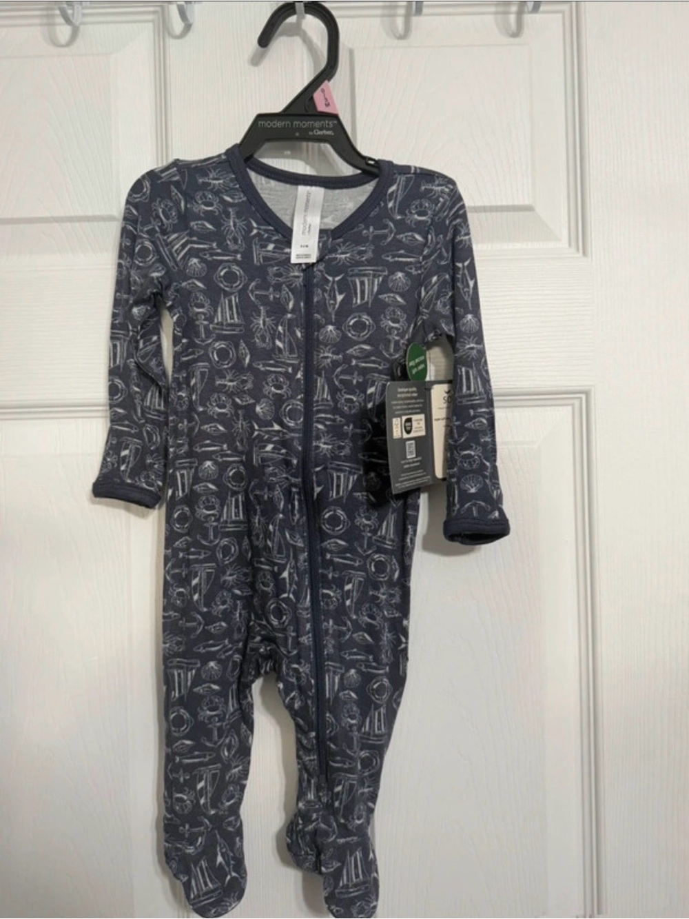 Gerber Navy Tool-Print Footed One-Piece for Kids